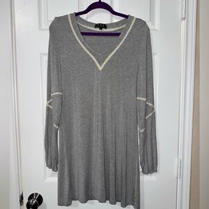 POL Heather Gray Long Sleeve Dress